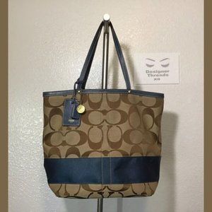 Coach Blue Signature Canvas & Leather Tote